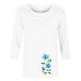 thumbnail image 4 of Juslio Blouses for Women Crew Neck 3/4 Sleeve Tees Print Graphic Shirts Plus Size Casual Loose, 4 of 4