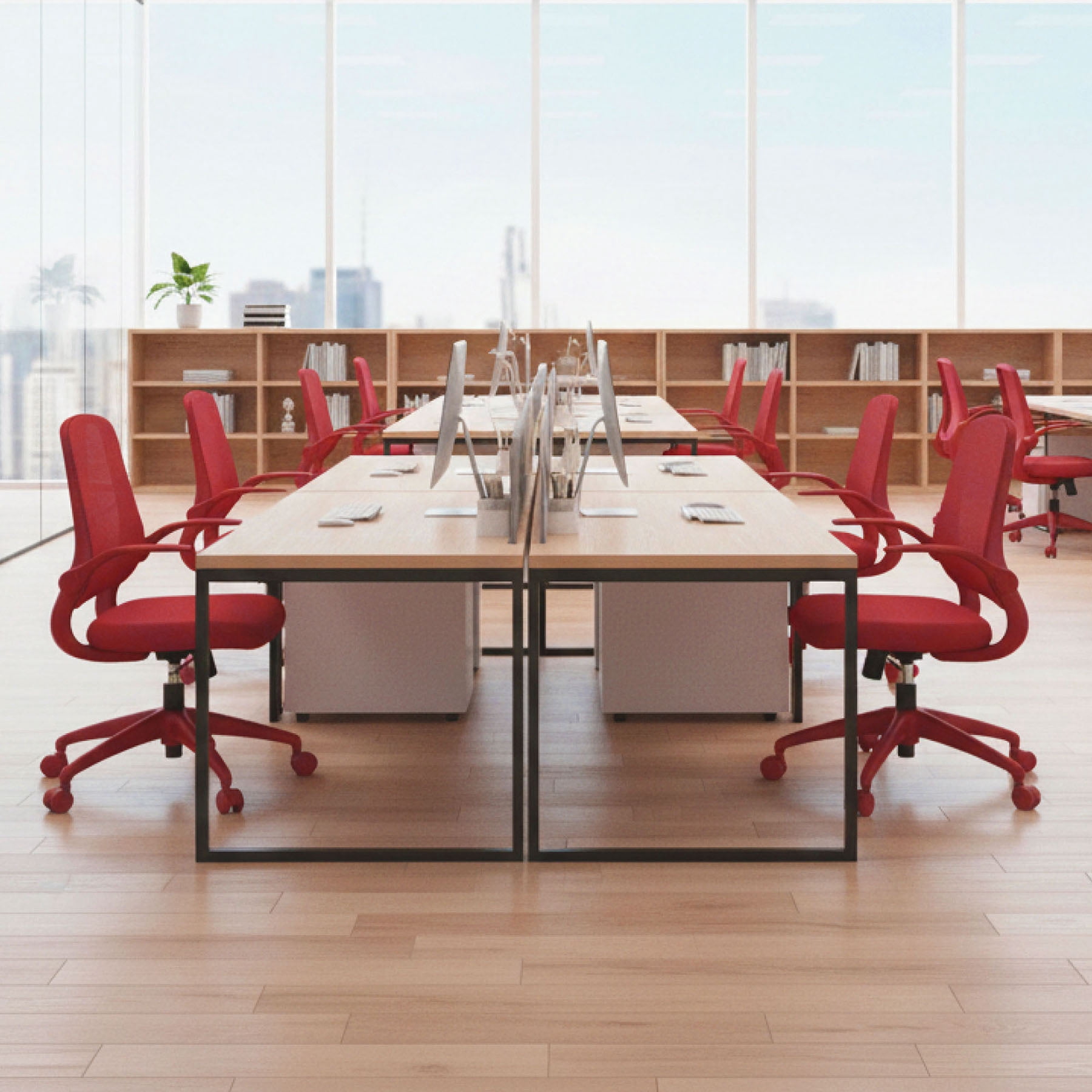 S-HOME Modern Ergonomic Mesh Back Office Chair With Fireproof Nylon Fabric, Rotating Design And Gas Lift For Support, Adjustable Height And Flip-Up Armrests  For Home Offices, Red