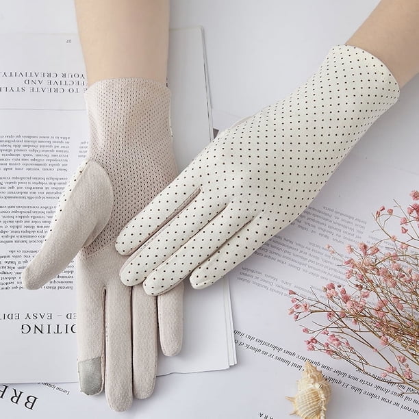 Zhuge Guantes de protección solar, guantes ultravioleta universales, para la conducción y actividades al aire libre, tamaño medio, blanco