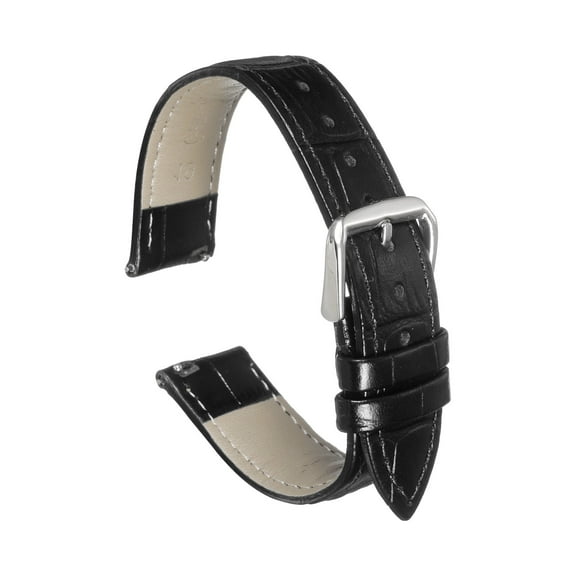 Uxcell Quick Release Leather Watch Band 19mm Embossed Pattern Leather Watch Strap Replacement for Men Women, Black