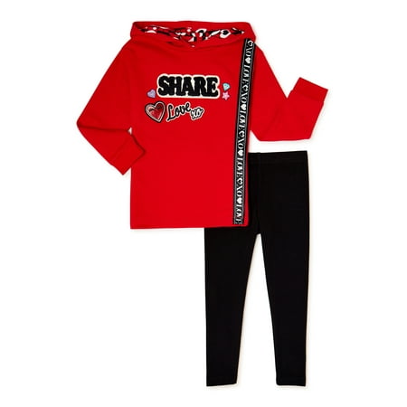365 Kids From Garanimals Girls' Graphic Tunic Hoodie and Leggings Set, 2-Piece, Sizes 4-10