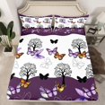thumbnail image 2 of jejeloiu Flying Animal Butterflies Bed Sheets,Bohemian Exotic Style King Sheets,White Purple Sheet Set For Girls,Breathable Home Decor,4-Piece, 2 of 7