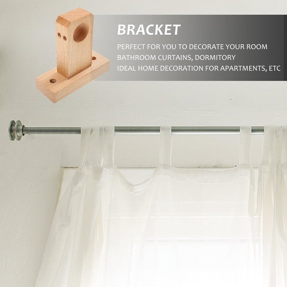LOLIPPYY Shower Curtain Bracket Wooden Support Light Brown Roman Style for Household Users 1 Set