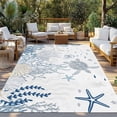 thumbnail image 2 of Blue Coastal Outdoor Rug 6x9 Ft - Reversible Patio Rug Outdoor Camping Rugs, Summer Beach Turtle Coral Starfish Jellyfish Indoor Outdoor Area Rugs, Non-Slip Outdoor Carpet Runner for Deck/Porch, 2 of 8