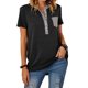 thumbnail image 4 of Camiseta de manga corta con botones y cuello en V para mujer Camiseta informal sólida Camisetas sueltas para deportes al aire libre Pompotops  hkajfhjk461983, 4 of 7