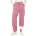 thumbnail image 1 of Gibobby pantalones de mujer holgados Pantalones deportivos con forro polar de algodón para mujer, pantalones deportivos informales con pierna recta (Rosa, M), 1 of 4