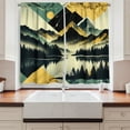 thumbnail image 2 of Ambesonne Lake Kitchen Curtains, Dark Woods Mountains Modern, 55"x36", Dark Green Teal Khaki, 2 of 3