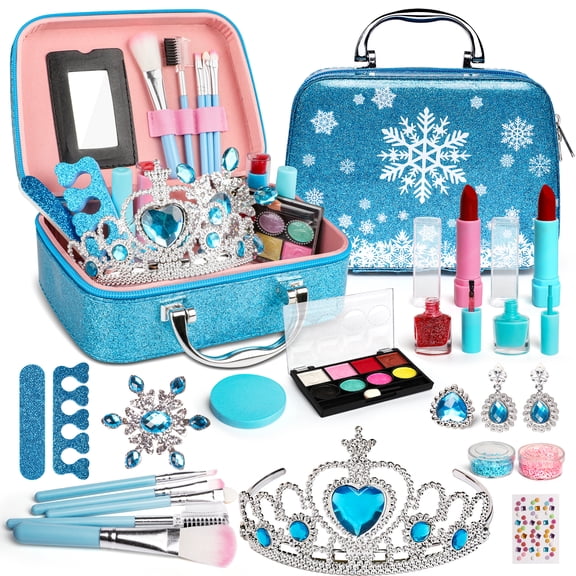 Kifunppy Kids Makeup Kit for Girl,Washable Real Frozen Make up kit, Girl Toys Gift for 4 5 6 7 8 9 Years Old Girls