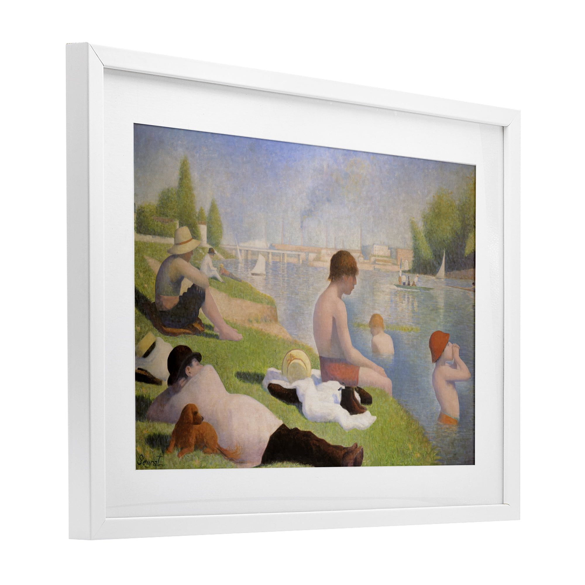 Stupell Industries Afternoon Bathers Georges Seurat White Framed Print Under Glass, design by Georges Seurat