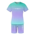 thumbnail image 4 of Mens Shorts Sets 2 Piece Outfits Summer New York Fashion Tee Drawstring Shorts Sets Casual Tracksuit for Go|f Vacation (Light Purple,4XL), 4 of 5
