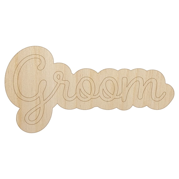 Groom Wedding Fun Text Wood Shape Unfinished Piece Cutout Craft DIY Projects - 6.25 Inch Size - 1/8 Inch Thick