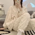 thumbnail image 2 of Conjunto de pijamas de invierno para mujer, ropa de dormir cálida de Navidad, conjunto de dos piezas de talla grande, 2 of 4