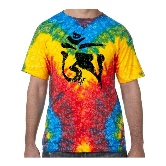 Black Tibet OM Tie Dye Tee Shirt - Woodstock, Large