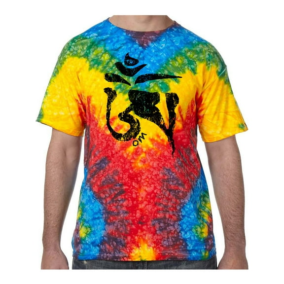 Black Tibet OM Tie Dye Tee Shirt - Woodstock, Large Kids (10-12)