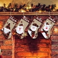 thumbnail image 4 of UYUH Christmas Stocking with Name, 18 inch Deer Gnome Santa Snowman Stockings, Burlap and Plaid Xmas Stockings for Family Kids, Holiday Decor, 4 of 6