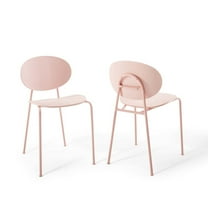 Modway Palette 18" Modern Style Metal Dining Side Chair in Pink (Set of 2)