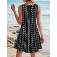 thumbnail image 6 of Summer Dresses for Women Beach Lace V-Neck Sundresses Casual Tropical Print Sleeveless Short Dress, 6 of 7