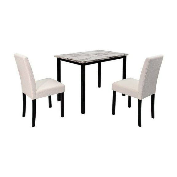 Poundex Wool Upholstered 5-Pcs Dining Set White