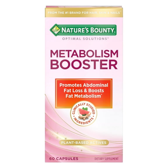 Nature's Bounty Optimal Solutions Metabolism Booster Capsules, Promotes Abdominal Fat Loss and Weight Management, 60 Ct, 30 Total Servings