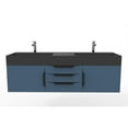 thumbnail image 5 of Amazon 60" Blue Wood Floating Vanity with Black Top and Black Trim, 5 of 11