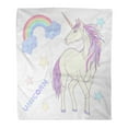 thumbnail image 1 of JSDART Flannel Throw Blanket Blue Outline Unicorn Color Pink Purple Mane Magic Collection Rainbow Stars Stock Line Yellow 50x60 Inch Lightweight Cozy Plush Fluffy Warm Fuzzy Soft, 1 of 2