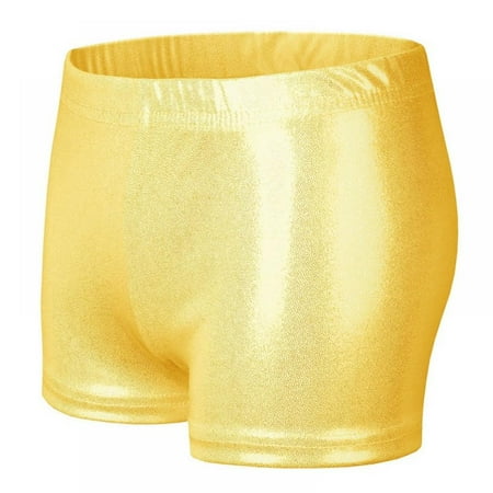 

Xmarks Girls Dance Short Gymnastics Athletic Shorts Sparkle Glitter Tumbling Bottoms Gold