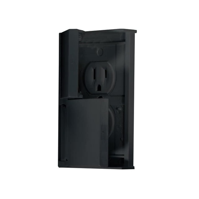 RV Designer S907, Couvercle de Prise Double Étanche avec Plaque de Verrouillage à Pression, Noir, Électrique CA