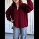 thumbnail image 5 of Suéteres de Otoño para Mujer, Jersey de Larga con Cremallera de un Cuarto, Jersey Informal Holgado con Cuello en V y Punto Vino Tinto L, 5 of 7
