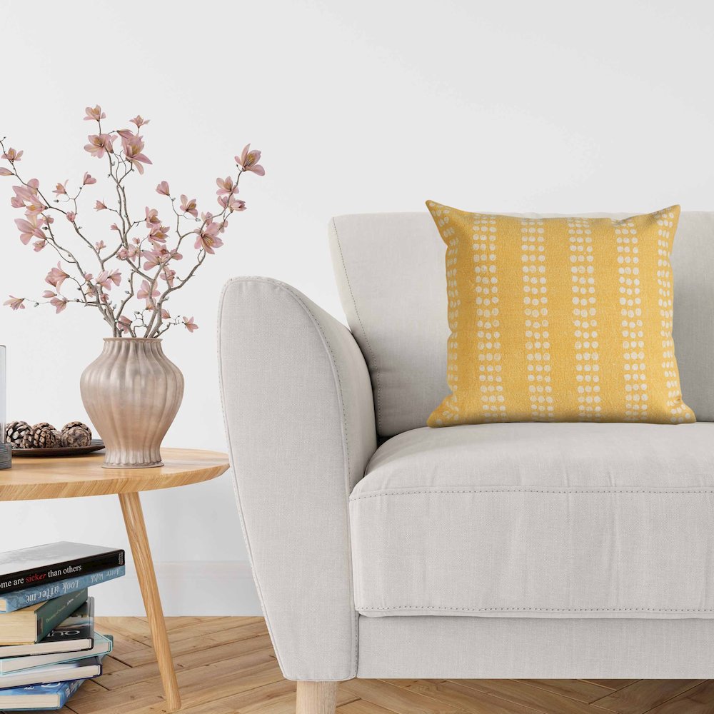 Lr Home Khloe Set of 2 Yellow 20" x 20" Dotted Stripe Cotton Adult Decorative Throw Pillow Set