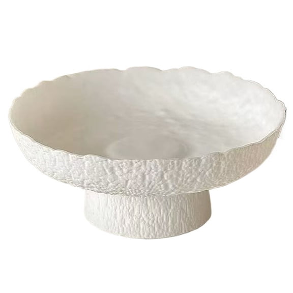 Decorative Fruit Bowls for kitchen, Large Modern Serving Bowl, High Foot with Irregular Edge Design