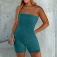 thumbnail image 2 of GILIGEGE Womens Tube Rompers Summer Strapless Basic Sleeveless Ruched Stretch Classic-Fit Rompers Slim Fit Shapewear Strapless Bodycon Tube Romper Bodysuit Strapless Tube Bodycon Shorts Jumpsuit, 2 of 8
