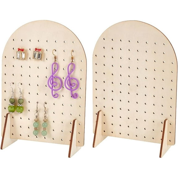 2PCS 116 Holes Wooden Earring Organizer Stand Pegboard Display Stands Ear Studs Display Holder Jewelry Rack Earring Showcase Board