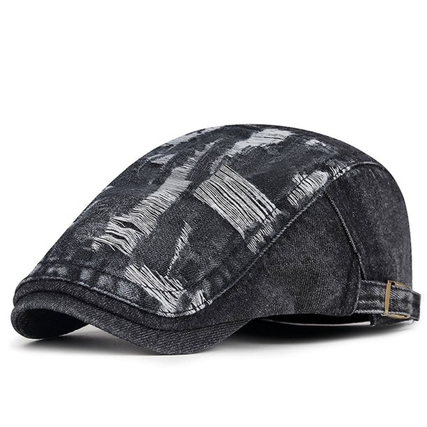 Sombreros para hombre, estilo antiguo, lavados, desgastados, rotos, boina vaquera, sombrero inglés con visera ancha, sombrero de rayón para hombre.