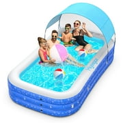 Inflatable Pool, 120"x72"x20" Family Swimming Pool for Kids, Toddlers, Infant, Adult, Full-Sized Inflatable Blow Up Kiddie Pool for Ages 3+, Outdoor, Garden, Backyard, Summer Swim Center