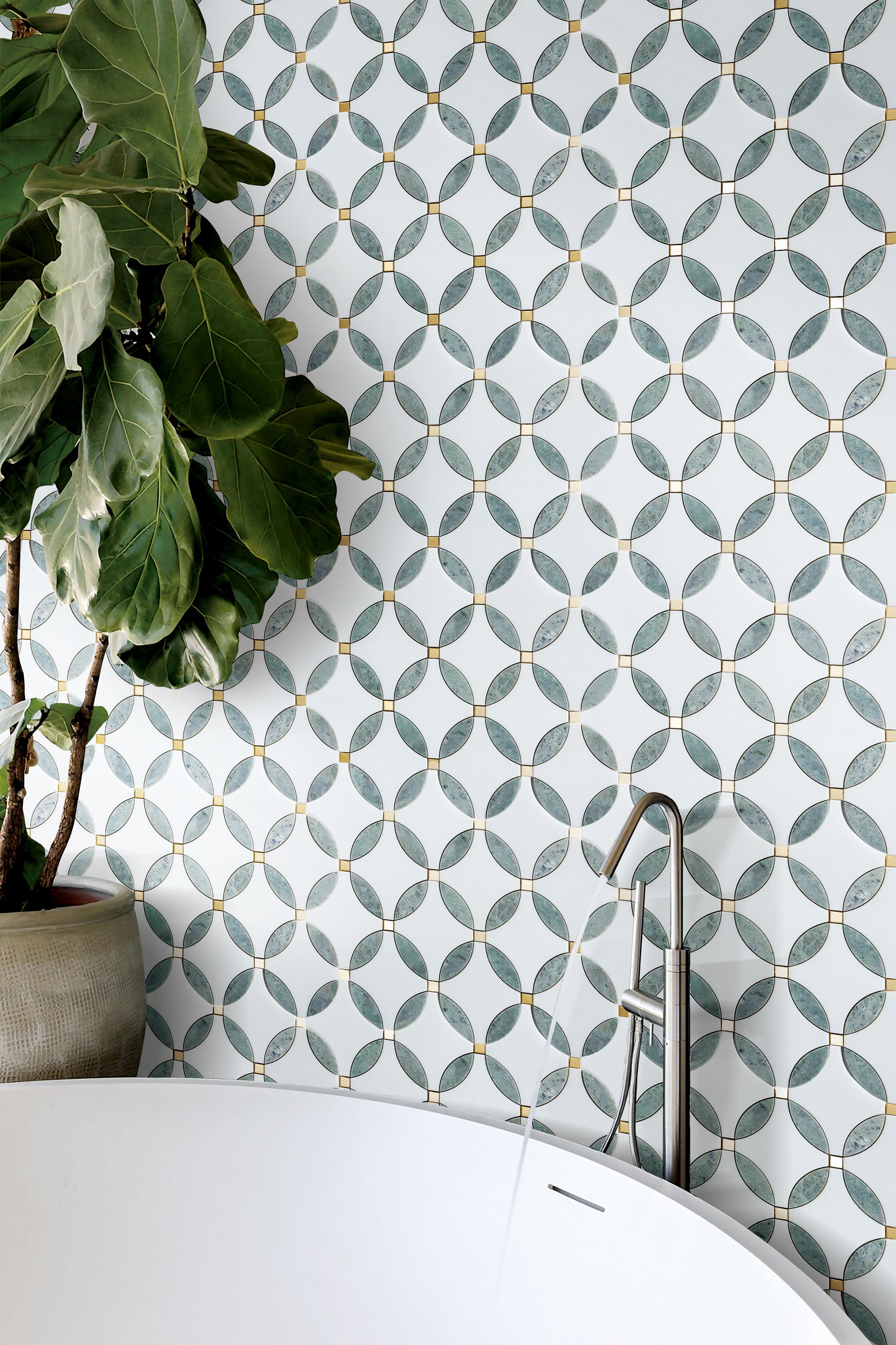 Waterjet Marble And Metal Wall Mosaic Tile - Case (10 Sheets)