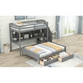 thumbnail image 5 of Cosymart Twin XL over Full Bunk Bed with Built-in Storage Shelves, Drawers and Staircase,Gray, 5 of 9