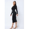 thumbnail image 4 of Long Sleeve Midi Dress With Low V Neck Front And Back With Ruching On Sides And Chest M, 4 of 6