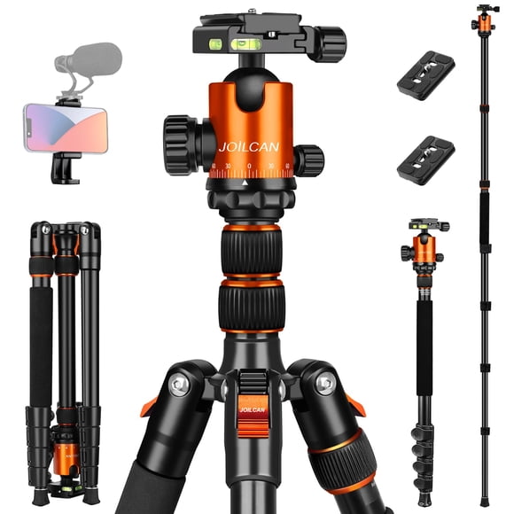 JOILCAN Tripod for Camera, 81" Aluminum Camera Tripod Stand, 83" DSLR Tripods & Monopods, Heavy Duty Travel Tripod for Binoculars Spotting Scope Tele