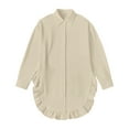 thumbnail image 4 of VerPetridure Womens Shirts Ruffle Hem Oversized Button Up Blouse Long Sleeve Office Work Tunic Tops Dressy Business Casual Outfits, 4 of 8