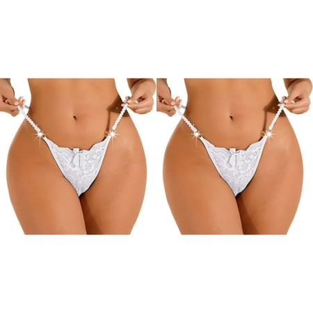 2 Pack Women Lace Panties Underwear String Thongs Lingerie Breathable Thong Traceless Panties Panties Women Pack Adult Underwear Ladies Panties Size 9 Waist Trainer for Women plus Size 5xl Womens