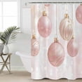 thumbnail image 5 of Christmas Balls Shower Curtain, 48" x 72", Pink Stripe Snowflake Texture Waterproof Bathroom Curtain Washable Shower Curtain Set with 12 Hooks, 5 of 6