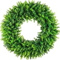 thumbnail image 5 of 18in Diameter Artificial Boxwood Flower Wreath, Realistic Faux Greenery Wreath for Front Door, Wall, Window & Farmhouse Decor, Year-Round UV-Resistant Outdoor Greenery Ornament, 5 of 5