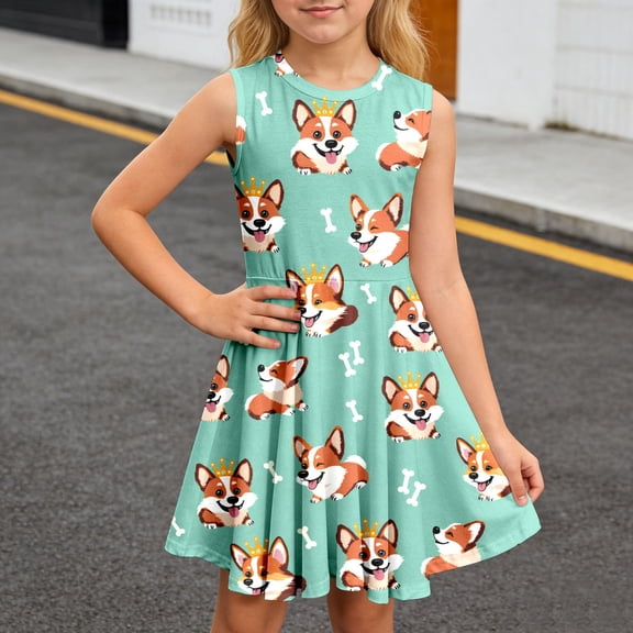 Little Girl Easter Dresses Bowknot Design Dress Ruffle Short Sleeve Summer Princess Dress for Teens Casual Spring Dress (Green,7-8Y)