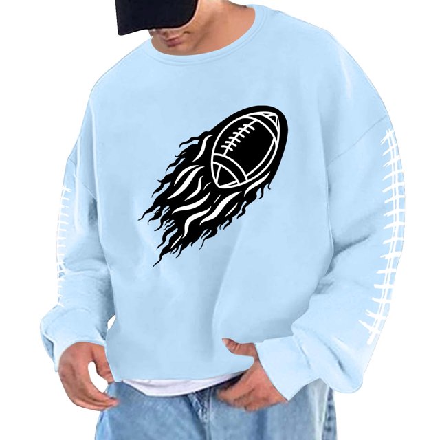 Sudadera sin capucha para hombre, cuello redondo, sudadera deportiva con estampado de fútbol, jersey de manga larga, blusa de poliéster para hombre