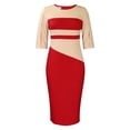 thumbnail image 5 of BangWanChi Red Dresses for Women Women Long Sleeved Commuting To Work Versatile 5/4 Sleeved Color Matching Buttock Wrap Dress, 5 of 9