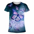 thumbnail image 5 of Blusa de manga corta con estampado digital de mariposa y cuello redondo informal para mujer Pompotops  hkajfhjk461363, 5 of 5