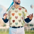 thumbnail image 5 of Hirioo Heart Polka Dot for Men's Baseball T-shirt Shirts Short Sleeve Casual Summer Button Stretch T Shirts,Size S-4XL-Medium, 5 of 7