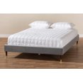 thumbnail image 6 of Baxton Studio Volden Glam and Luxe Charcoal Velvet Fabric Upholstered King Size Wood Platform Bed Frame with Gold-Tone Leg Tips, 6 of 9