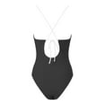 thumbnail image 6 of Huesdet Women's One-piece Swimsuits Deep V Neck Keyhole Cutout O Ring Textured Bathing Suit[Black,S], 6 of 9