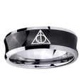 thumbnail image 2 of Deathly Hallows 8MM Concave Black Tungsten Men Ring, 2 of 2